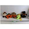 Image 1 : (5) Halloween-Themed Stuffed Animals - Pumpkins, Scarecrow, Witch, Black Cat