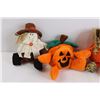 Image 2 : (5) Halloween-Themed Stuffed Animals - Pumpkins, Scarecrow, Witch, Black Cat