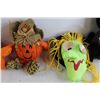 Image 3 : (5) Halloween-Themed Stuffed Animals - Pumpkins, Scarecrow, Witch, Black Cat
