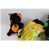 Image 2 : (5) Halloween-Themed Stuffed Animals - Pumpkins, Black Cat, Witches, Ghost