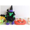 Image 3 : (5) Halloween-Themed Stuffed Animals - Pumpkins, Black Cat, Witches, Ghost