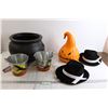 Image 1 : Plastic Cauldron, Light-Up Pumpkin - Works, (2) Halloween Pails, (2) Plastic Fedoras