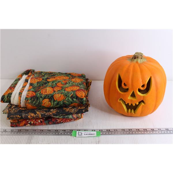 Light-Up Pumpkin - Untested, (4) Halloween/Fall Tablecloths - Smells Like Smoke