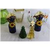 Image 4 : (2) Avon Christmas Colognes, (9) Vases, Hob Nail Jar with Snap Lid (?)