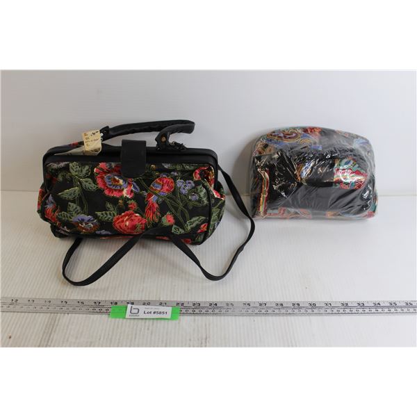 Black Floral Bertini Purse, (3) Pouches - Sealed