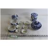Image 1 : (5) Blue and White Decorative Porcelain Containers + (5) St. Dalfour Country Farmhouse Ceramic Butte