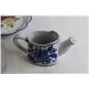 Image 6 : (3) Blue and White Floral Plates, Covered Japanese Dish, Porcelain Small Watering Can - Chipped