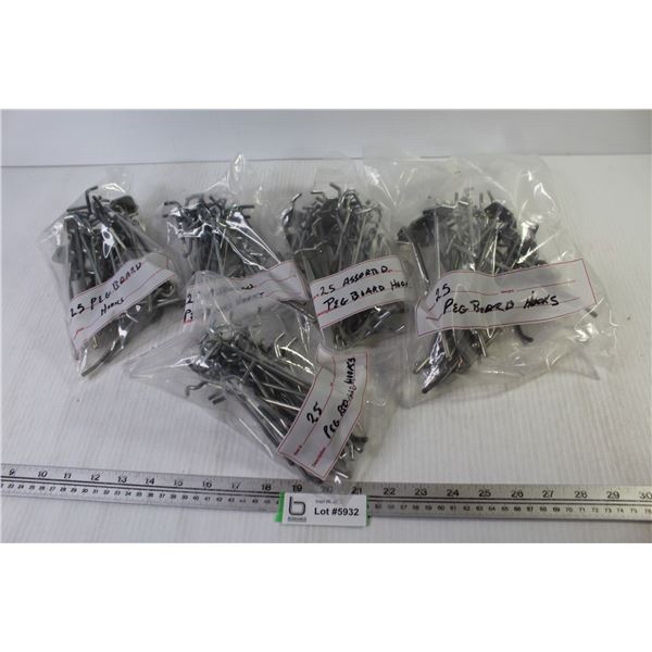 (125) Assorted Peg Board Hooks (NIB)