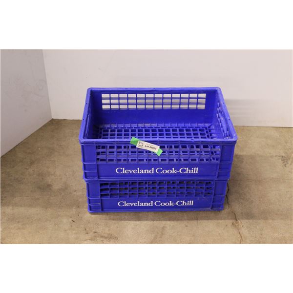 *(2) Heavy Duty Blue Plastic Packing Crates