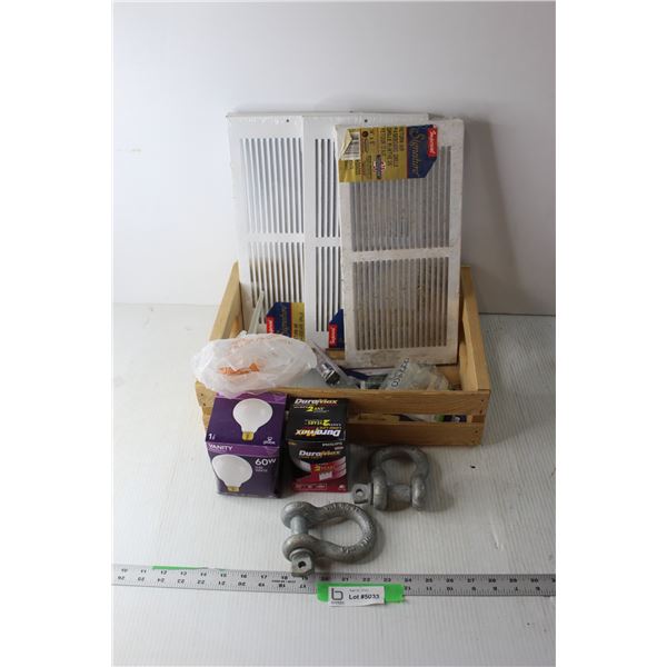 Wooden Crate with Air Grills, Lightbulbs and Misc