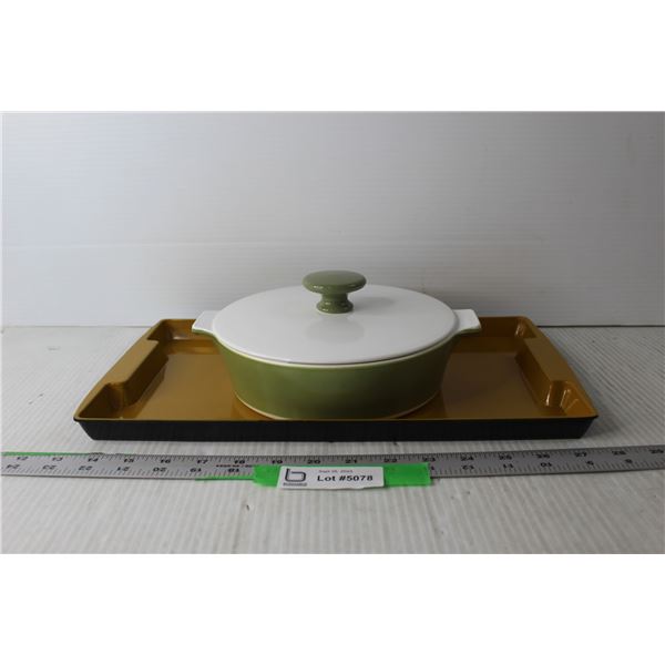 Serving Tray and Corningware Casserole Dish with Lid