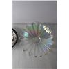 Image 2 : Silver Plated and Iridescent Carnival Glass Serving Dish w/ Scalloped Edge
