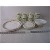 Image 1 : Corelle Butterfly Gold Dishes-(7) Plates,(8) Saucers,(4) Bowls and (8) Cups