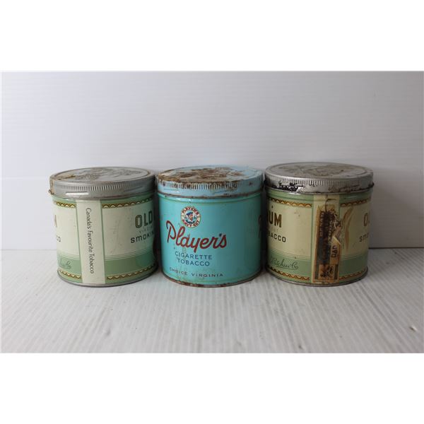 3) Vintage Tobacco Tins - Old Chum, Players