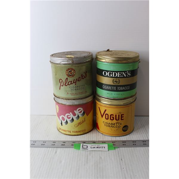 (4) Vintage Tobacco Tins - Vogue, Players, Ogden's