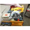 Image 3 : Yellow Tool Box w/ 18 Volt Dewalt Circular Saw & Small Hand Tools