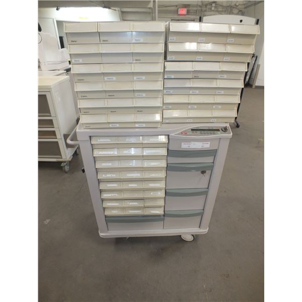 Medical Storage Cart On Wheels & 3 Banks of 6 Drawers