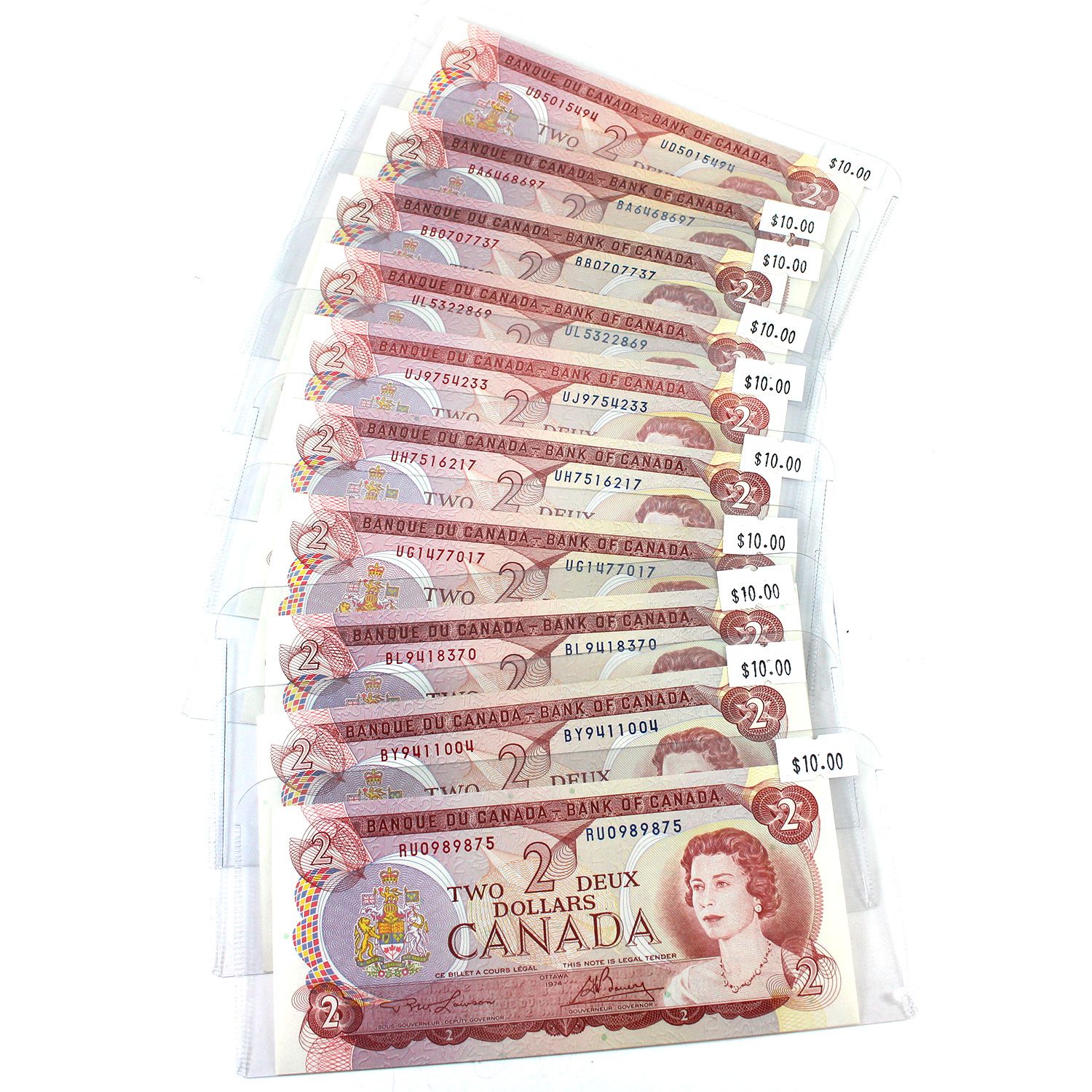 10x BC-47a 1974 $2 Notes All Different Prefixes and UNC. 10pcs