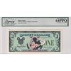 Image 1 : 1987 Walt Disney World $1 Legacy CUNC64 PPQ Mickey-Disney Castle Back, SN: D01151838A