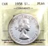 Image 1 : Silver $1 1958 ICCS PL66, Heavy Cameo