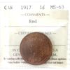 Image 1 : 1-cent 1917 ICCS MS63 Red
