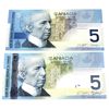 Image 1 : Pair of 2002 & 2006 $5 UNC or Better Replacement Notes. 2pcs.
