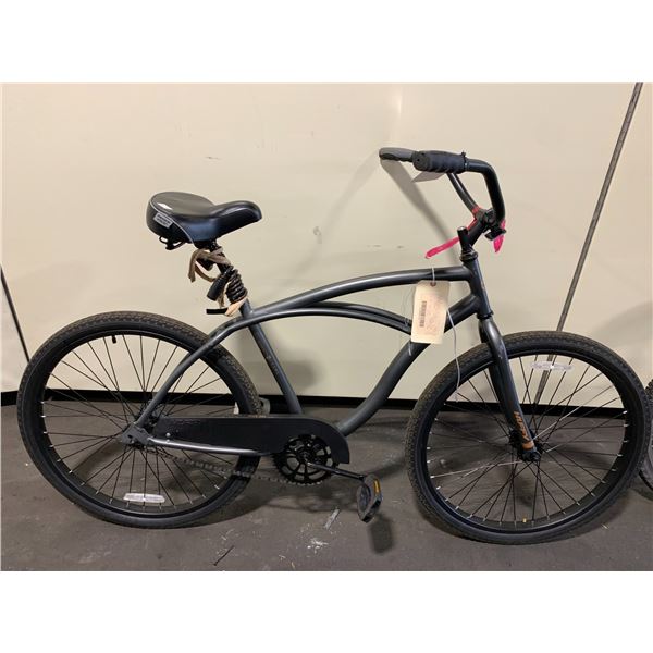 HUFFY PERFECT FIT FRAME GREY SINGLE SPEED HYBRID STYLE CRUISER BIKE