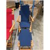 Image 2 : PAIR OF PATIOFLARE WOOD FRAMED BLUE FABRIC BEACH CHAIRS WITH LEG RESTS *IN BOX* ( 2 BOXES )