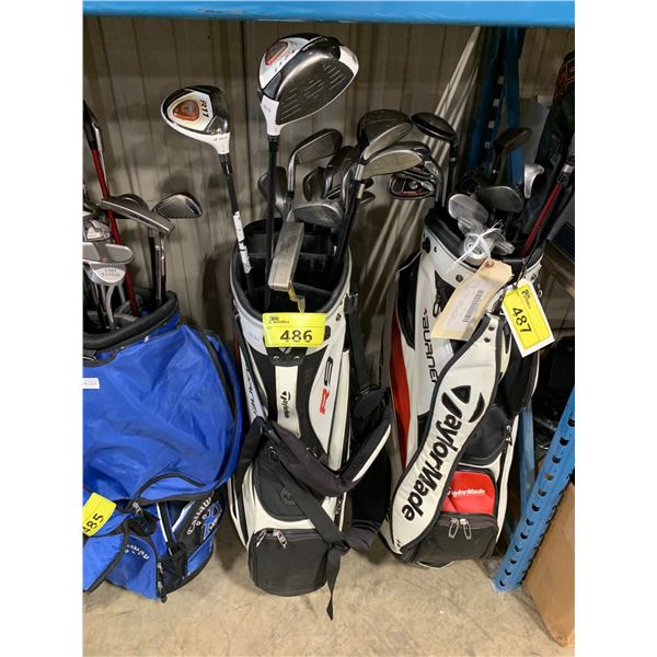 BLACK / WHITE TAYLORMADE PROFESSIONAL GOLF BAG WITH 14 ASSORTED CLUBS