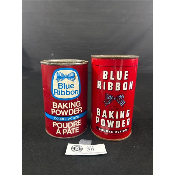 Vintage 10 Oz Blue Ribbon Baking Powder Tin (Full) & 450g Composite ...