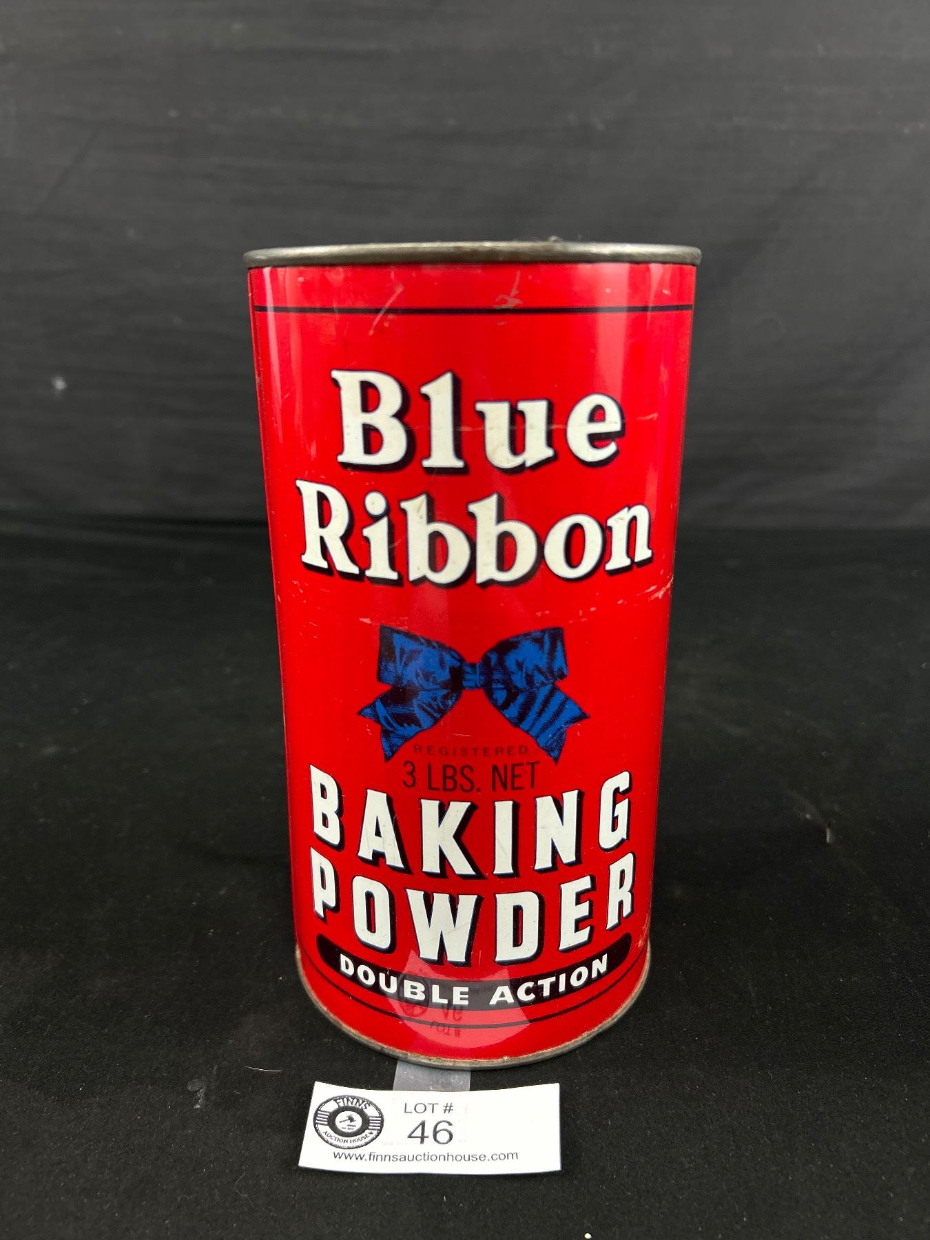 Vintage 3 Lb Blue Ribbon Baking Powder Tin. Empty
