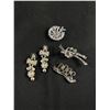 Image 2 : 3 Lovely Rhinestone Brooches & 1 Pair Dangle Earrings