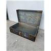 Image 2 : Vintage Metal Shipping Trunk w/ Wood Detail Approx. 21" x 37" x 12" NO SHIPPING