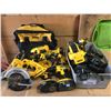 Image 1 : LARGE GROUP OF 18V CORDLESS DEWALT POWER TOOLS WITH BATTERIES & CHARGERS