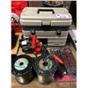 Image 1 : FISHING GEAR-PLANO TACKLE BOX, ELECTRIC REELER W/PENN REEL, FILLET KNIFE SET & 2 SPOOLS OF LINE