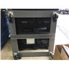 Image 2 : 3 ULINE MODEL H7830 HEAVY DUTY PLASTIC PALLET TOTES W/LIDS & ONE 4 WHEEL PALLET DOLLY