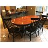 Image 1 : DOUBLE PEDESTAL COUNTRY DINING TABLE SET - NATURAL & BLACK WITH 6 CHAIRS & 2 EXTENSION LEAVES