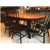 Image 3 : DOUBLE PEDESTAL COUNTRY DINING TABLE SET - NATURAL & BLACK WITH 6 CHAIRS & 2 EXTENSION LEAVES