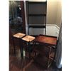 Image 2 : 2 BAR STOOLS, ROLLING DRINKS CART AND 5 TIER WALL SHELF