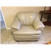 Image 2 : NATUZZI BEIGE LEATHER 2PC SOFA SET-SOFA & CHAIR