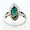 Image 7 : Vintage 14K White Gold 2.72 ctw Marquise Cut Green Tourmaline & Diamond Halo Rin