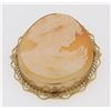 Image 3 : Vintage 14K Rose Gold Large Carved Shell Cameo Wavy Filigree Open Work Frame