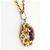 Image 2 : Vintage 14K Yellow Gold 1.75 ctw Oval Amethyst w/ Open Twisted Wire Frame Pendan