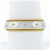 Image 1 : Men's 18k White and Yellow Gold 5.5mm Milgrain Edged Band Ring
