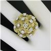 Image 8 : QUALITY Vintage 18K Gold 1.30 ctw Diamond Tiered Textured Cluster Cocktail Ring