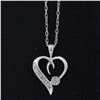 Image 7 : 10k White Gold Pave Set Single Cut Diamond Open Heart Flower Cluster Pendant Nec