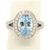 Image 5 : New Modern 18K White Gold 3.07 ctw Oval Aquamarine Diamond Sylvie Split Shank Ri