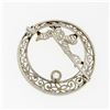 Image 4 : Antique Art Deco 14k White Gold Diamond Filigree Circle Wreath & Bow Brooch Pin