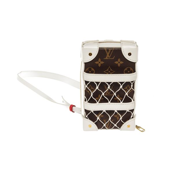 Louis Vuitton X NBA Brown White Monogram Canvas Leather Soft Trunk Phone Box