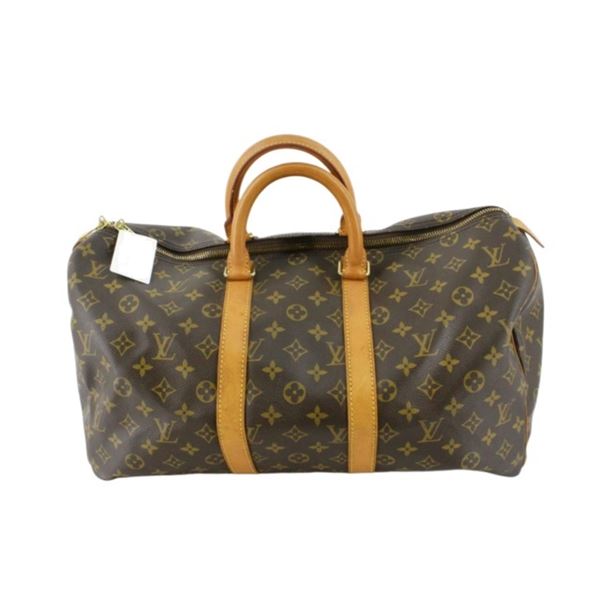 Louis Vuitton Brown Monogram Canvas Leather Keepall 45cm Duffle Bag